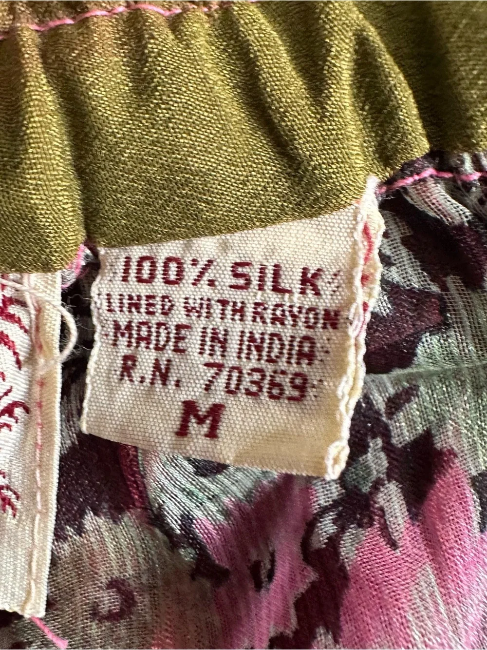 Vintage Silk Tangibles Patchwork Multi-Color Tiered Maxi Skirt M Boho Ren Fair